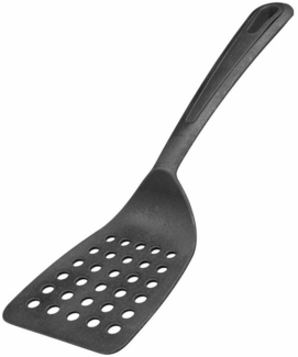 Westmark Pfannenwender, Hochhitzebeständig bis 270 °C/ 518 °F, Breite Auflagefläche und speziell abgeflachte Kante, Kunststoff, Gentle, Schwarz, 28372275, 310 x 93 x 35 mm