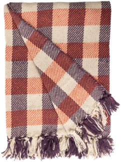 Decke Überwurf Würfel 100% Baumwolle 130x180 cm Skandinavisch Violett-Orange