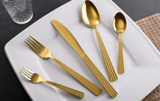 GRÄWE Besteck-Set Besteckset Athen, 20-teilig, 4 Personen, gold (20-tlg), 4 Personen, Edelstahl, Besteckset Athen, 20-teilig, 4 Personen, gold, Edelstahl