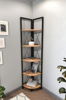 Eck-Bücherregal mit 5 Böden 42 x 28 x / cm Spanplatte Braun 90742944 [en. casa]