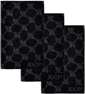 JOOP! Gästetuch Classic Frottierkollektion, 3er Pack - Walkfrottier Schwarz Cornflower 30x50cm