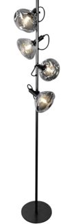 ECO Light 9530-PT4 NERO Stehleuchte BEUEL schwarz 4-flammig Glas smoke