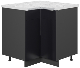 Eckunterschrank Fame-Line Schwarz gestreift 80.5 cm , AP Marmor Vicco