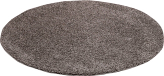 SANAT Teppich Rund - Grau Hochflor, Langflor Modern Teppiche fürs Wohnzimmer, Schlafzimmer, Esszimmer oder Kinderzimmer, Größe: 200x200 cm