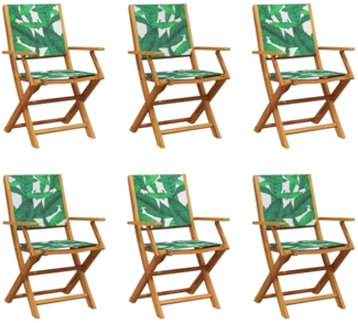 vidaXL Gartenstühle 6 Stk. Klappbar Grün Stoff und Massivholz 3214587