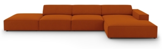Micadoni Ecksofa Jodie 5-Sitzer Rechts Strukturierter Stoff Terrakotta Kunststoff schwarz