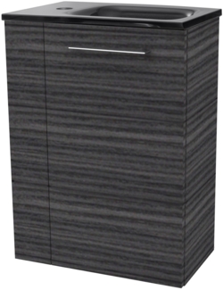 Fackelmann SBC B. PERFEKT Gäste WC Set 2-teilig 45 cm, Anthrazit Holzoptik, rechts, Glas Anthrazit