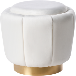 Pouf IRVING Samtstoff Weiß 43 cm 43 cm 37 cm