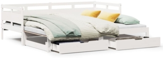 vidaXL Tagesbett Ausziehbar mit Schubladen ohne Matratze Weiß 90x190cm 3302236