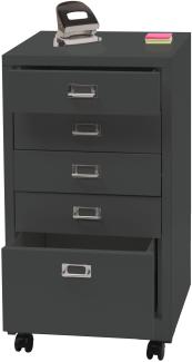 Rollcontainer HWC-L49, Schubladenschrank Stahlschrank Aktenschrank, Metall 75x40x41cm 5 Schubladen ~ dunkelgrau