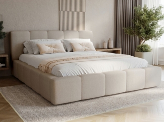 Compleo Polsterbett modern und elegant, Designerbett, Wolkenbett LARAS (TOPSELLER Stauraumbett MADE IN EU), mit Bettkasten und Lattenrost