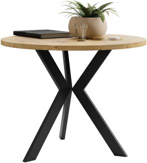 Runder Couchtisch Korku M6 (Farbe: Eiche Artisan / Schwarz)