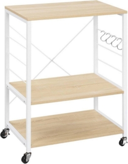 Woltu Küchenregal, 1-tlg, mit Rollen, 6 Ablagen, 4 Haken, Metallrahmen, 60x40x82,5 cm