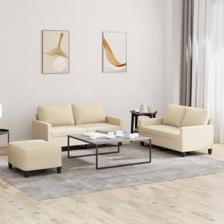 vidaXL 3-tlg. Sofagarnitur mit Kissen Creme Stoff 3201454