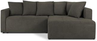 Micadoni Ecksofa mit Bettfunktion und Box Elie 4-Sitzer Rechts Strukturierter Stoff Dunkelgrau