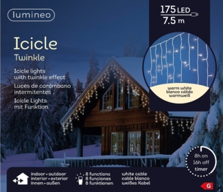 Kaemingk LED Lichtervorhang Icicle Lights 175 Lichter 7,5 m weiß