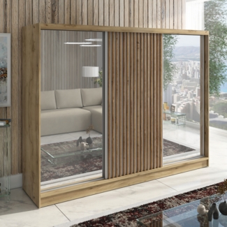 Schwebetrenschrank DIVER 3-trig Schrank 200 cm (mit Spiegel) Farbe: Graphit