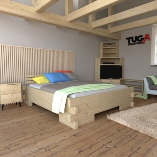 Balkenbett (Fichte) "Balken-Kati" 80 200 mit Überstand