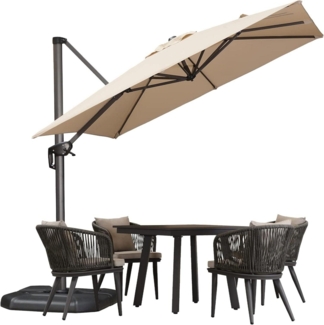 Sonnenschirm 250x250cm Ampelschirm mit Kurbel Beige Terrasse Balkon