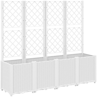 vidaXL Pflanzkübel mit Rankgitter Weiß 160x40x140 cm PP 367874