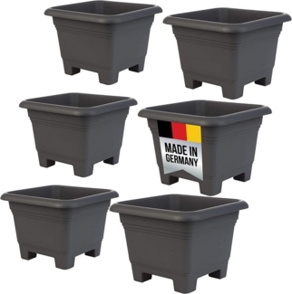 Centi Pflanzkübel Blumentopf Gross Draussen eckig, Anthrazit Blumentöpfe aus Kunststoff (Set, 6 St, 38 x 38 x Höhe 28 cm, Anthrazit), Blumenkübel Pflanztopf, extra stabil Made in DE