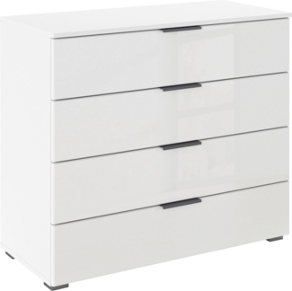 rauch Schubkastenkommode Sideboard Schubladenkommode Schubladenkommode AGORDO mit Glasfront (in zwei Griff-Farben), Breite 93 cm mit 4 großen Schubladen für viel Stauraum MADE IN GERMANY