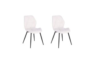 SVITA JAMIE 2er Set Esszimmerstuhl Polsterstuhl ohne Armlehnen Kunstleder Weiß
