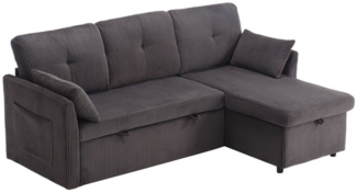 Yorbay Schlafsofa Ecksofa mit Bettfunktion und Stauraum, inkl. 3 Rückenlehnen, 2 Kissen, L-förmiges Sofa Ecksofa für 3 Personen, Chaiselongue