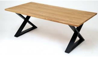 Couchtisch ALBANO Beistelltisch Wildeiche Massivholz geölt Metall Schwarz ca. 110 x 40 x 60 cm