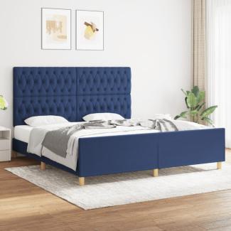 Doppelbett mit Kopfteil Stoff Blau 180x200 cm [3125322]