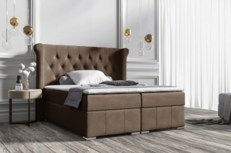 99rooms Alonzo Boxspringbett Kunstleder SOFT Hellbraun 180x200 cm