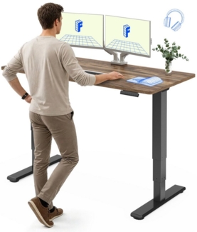 FLEXISPOT Schreibtisch Elektrisch Höhenverstellbarer Schreibtisch EC5 LITE mit Dualmotor (25MM einteiliger Tischplatte & 3-fach Teleskop, 4 Speicherhöhen & Antikollisionssystem), 120x80/140x80/160x80/180x80