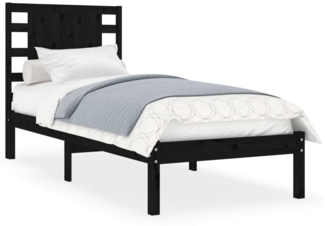 Massivholzbett Schwarz 75x190 cm 2FT6 Small Single [3104182]