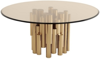 JVmoebel Esstisch Designer Tisch Goldener Esszimmertisch Runder Glas Tisch Luxus (1-St, Esstisch), Made in Europa