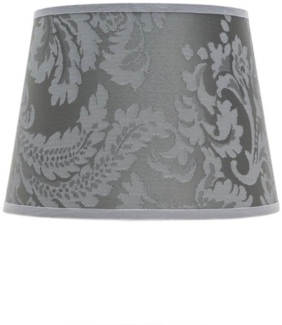 Licht-Erlebnisse Lampenschirm WILLOW, Leuchtenschirm klein Stoff Silber Barock Muster Nachttisch Lampe