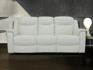 Vente-unique - Relaxsofa Leder 3-Sitzer - Elfenbeinfarben - EVASION