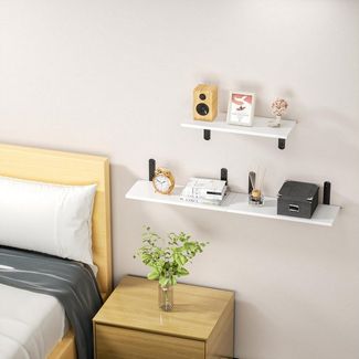 Holz Lichter Wandregal Schweberegal, Küchenregal, Badregal, Hängeregal 4 Ebenen Wandboard, 4-tlg, langlebig, stabiles Design, einfache Montage