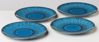 Gipfelstück Speiseteller Eisfall, (4 St), Scandi-Style, glänzende Reaktivglasur, jedes Stück ein Unikat