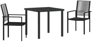 vidaXL Garten Essgruppe 3 pcs Schwarz Pulverbeschichteter Stahl 3379163
