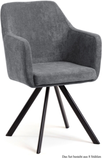 Armlehnstuhl drehbar (8er-Set) Devka 57 x 87 x 60 Schwarz/Grau