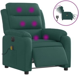 vidaXL Massagesessel Elektrisch Dunkelgrün Stoff 3204974