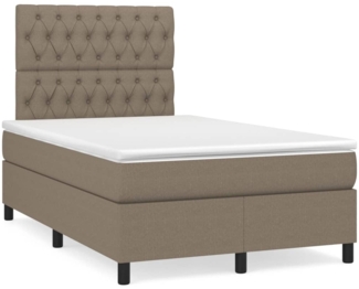 vidaXL Boxspringbett mit Matratze & LED Taupe 120x190 cm Stoff 3270222