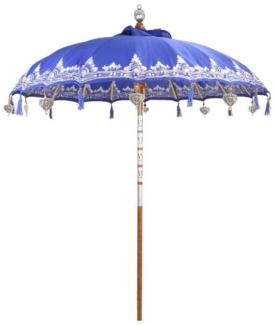 Oriental Galerie Sonnenschirm Balkon Bali-Sonnenschirm 130 Ø cm Blau Silber