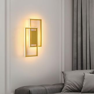 Goeco Wandleuchte LED Innen Gold, 28W Moderne Wandlampe im Quadrat-Design, Warmweiß 3000K Wandbeleuchtung Aluminium für Wohnzimmer, Flur, Korridor und Schlafzimmer