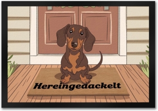 speecheese Fußmatte Hereingedackelt Dackel Fußmatte in 35x50 cm für Dackel-Liebhaber
