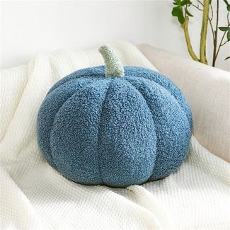 1 Stück – Kürbis-Plüschkissen, Halloween-Dekokissen, weich, rund, ca. 20 cm, Blau