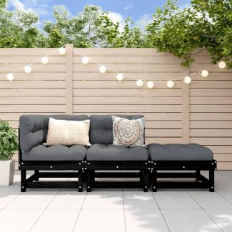 vidaXL 3-tlg. Garten-Lounge-Set Schwarz Massivholz Kiefer 825412