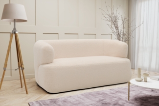 DOMO. collection Sofa 800012, 2-Sitzer, organische Form, gepolsterte Rückenlehne, Rücken in Oberstoff bezogen, 2er Couch, Polstergarnitur, 160 x 86 x 71 (BxTxH), creme