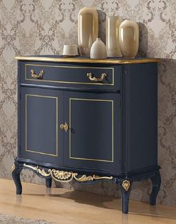 Casa Padrino Luxus Barock Sideboard Blau / Gold - Prunkvoller Massivholz Schrank - Barock Wohnzimmer & Hotel Möbel - Luxus Qualität - Made in Italy