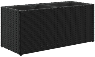 vidaXL Hochbeet mit 2 Fächern Schwarz 72x30x32 cm Poly Rattan 366422